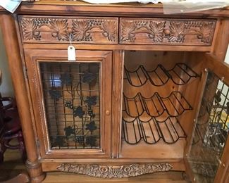 Carved Wood Wine Cabinet