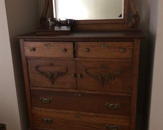 Antique Tall Chest of Drawers w/ Mirror