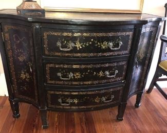 Black Lacquered Painted Chest