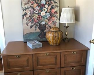 6 Drawer File Cabinet, Painting, Lamp, Decor