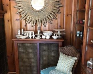 Sunburst Mirror, Lenox, Caned Chair