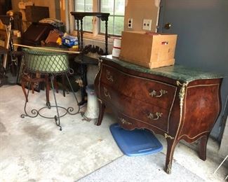 Marble Top Commode, Tables, Plant Stand
