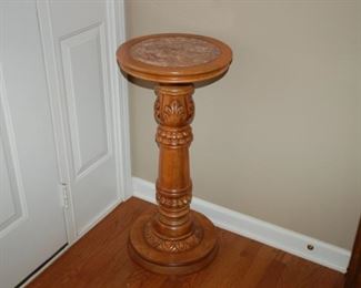 Pedestal Table with marble inset 14"W x 31" H
