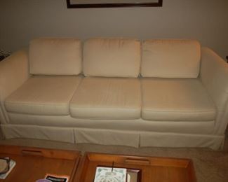 Gorgeous, cream hand tied sofa
