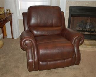 Dark brown leather recliner (one of a pair)	FR	Haining Furniture 
