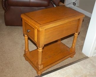 Wood chair table with drawer, 13" W x 22" D x 24" H, Vietnam
