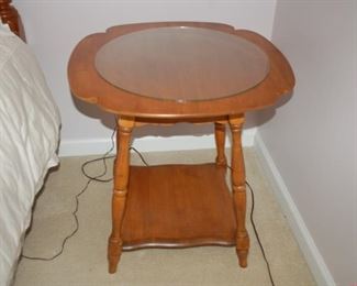 Round wood table, 24  " w x 25" H, 
