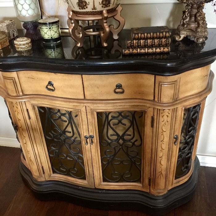Wood/iron cabinet with stone top