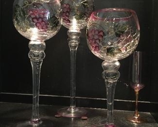 Set of goblet style vases