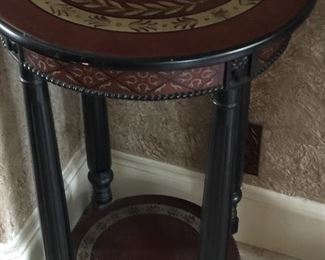 Black/burgundy accent table