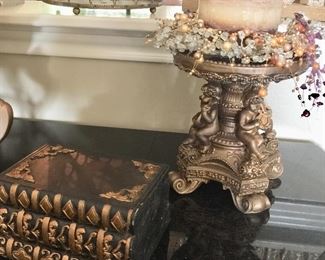 Book boxes and candle holder