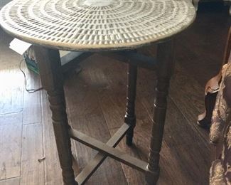 Side table with silver top