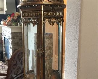 Gold tone candle lantern