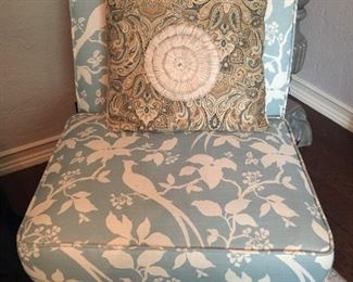 Pair blue/cream chairs