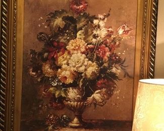 Gold framed floral art