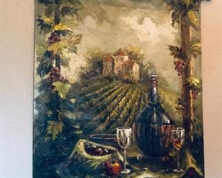 Tuscan scene painted scroll