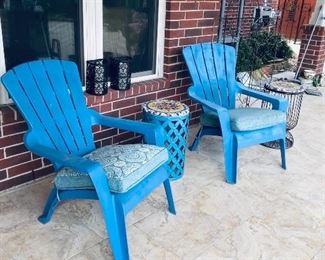 Pair of blue outdoor chairs