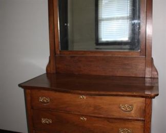 Antique chest of drawers and mirror