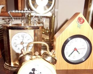Clocks - including vintage Mickey Mouse alarm clock and Angelus (Germany) Westminster anniversary clock