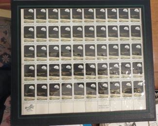 Framed sheet of moon stamps