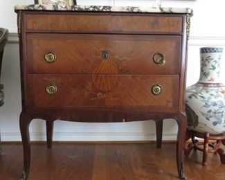 Antique side cabinet. Some veneer missing on apron.