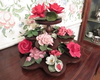 Porcelain flower colletion by Andrea on fitted display stand