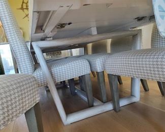 INCREDIBLE DINING ROOM TABLE WITH CUSTOM HOUNDSTOOTH CHAIRS