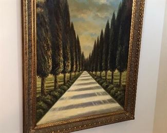 Large Painting of cypress trees 