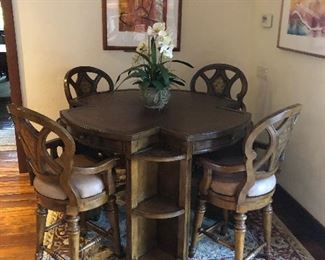 Gorgeous bar height game table and rug - art not for sale