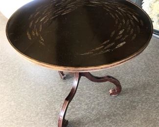 ROSSE TARLOW SIDE TABLE WITH CARVED FISH SWIMMING IN A SCHOOL