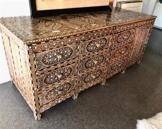 19th CENTURY INLAID BONE, ANGLO INDIAN                   LARGE DRESSER OR CABINET