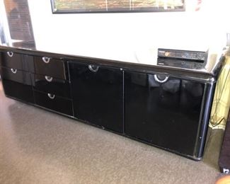 KNOLL, MID CENTURY                                                         
BLACK LACQUERED CREDENZA