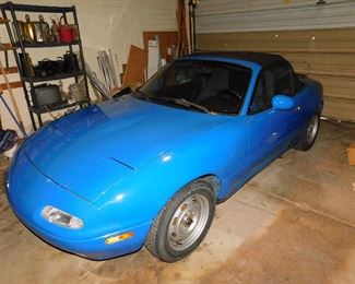 1992 Mazda Miata Convertible, daily driver, 2nd owner, our client purchased it in 1999 with 14, 000 miles. Always garage kept, has just over 100K miles now.