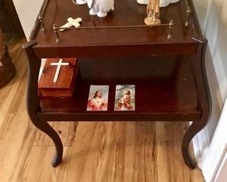 Queen Anne small table with religious items