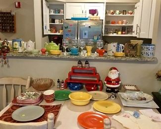Fiestaware, cookie jar, kitchen dinette, owl mugs, Tervis cups, Lenox goblets, melamine, etc