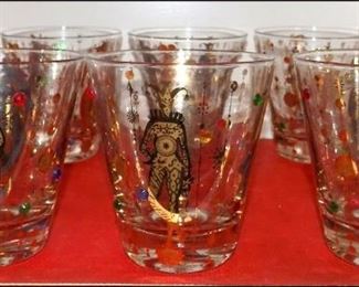 Midcentury Jeweled Harlequin Cocktail Glasses