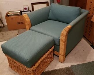 Wicker chair and ottoman