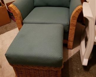 Wicker chair and ottoman