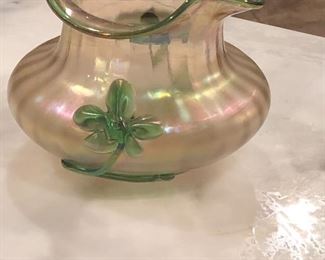 Kralik Art Nouveau applied glass vase. 
