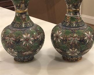 Pair of 19th century Champleve vases