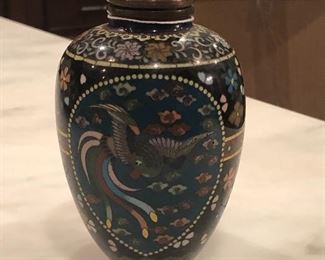 1880 mica flakes enamel lidded vase