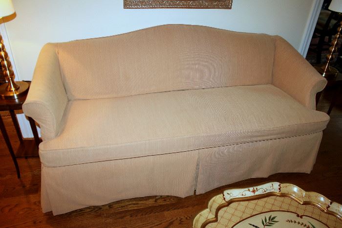 ONLINE AUCTION ITEM #1 - Upholstered sofa with slipcover - Westwood Industries Custom Furniture - Approximately 6' long, 2.5' wide.