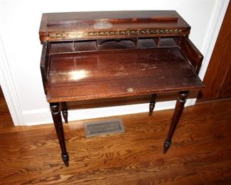 ONLINE AUCTION ITEM #7 - Antique fold-top writing desk - approximately 30" long, 18" wide, 32.5" tall.