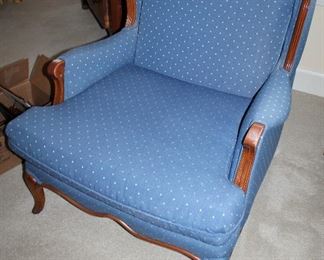 ONLINE AUCTION ITEM #10 - French Provincial style blue upholstered armchair