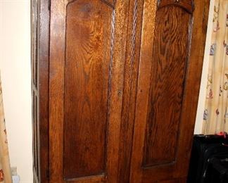 ONLINE AUCTION ITEM #13 - Antique oak wardrobe - approximatey 48.25" long, 81.5" tall.