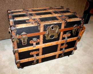 ONLINE AUCTION ITEM #18 - Antique trunk - approximately 32" long x 20" wide x 23.25" tall.