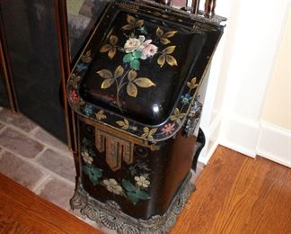 ONLINE AUCTION ITEM #21 - Antique tole painted coal bin