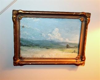ONLINE AUCTION ITEM #33 - Small antique original oil painting - approximately 11.5" x 8.5" including frame.