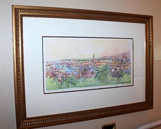 ONLINE AUCTION ITEM #34 - Original watercolor painting from Florence, Italy - approximately 24" x 17" including frame.