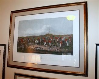 ONLINE AUCTION ITEM #36 - "The Bedale Hunt" large framed print - approximately 40.5" x 31" including frame.